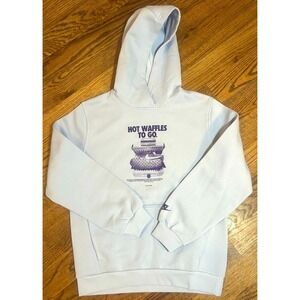 Nike Youth XL Hoodie Hot Waffles To Go Waffle Trainer Graphic Blue Pullover Kids